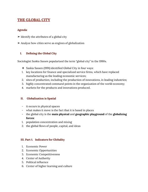 identify the attributes of a global city|Global city .